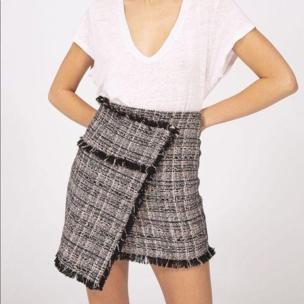 IRO Mini Skirt Tweed Passionate Pink Black Woven Fall Fashion Week Size 2